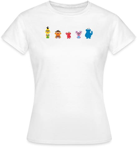 Sesamstraat Pixelontwerp Personages T-Shirt Dames