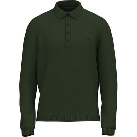 Fynch-Hatton Trui Structured Cotton Polo Pullover Donker Khaki / male