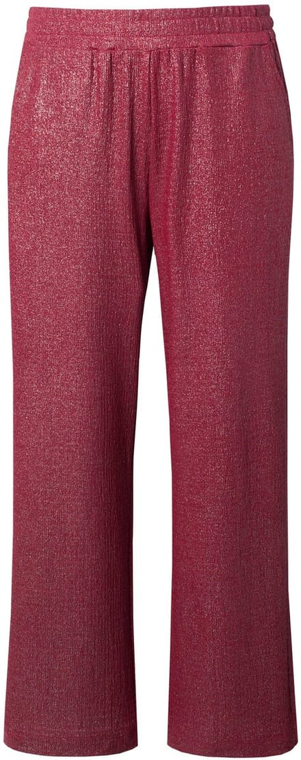 Studio Untold - Dames - Broek wijde pijpen structuur en glitter - Donker kersenrood - Maat 50