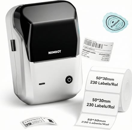 Niimbot B1 - Draagbare Labelprinter - Zwart - bluetooth - printbreedte 25-50mm - direct thermisch - 203dpi - 1500mAh