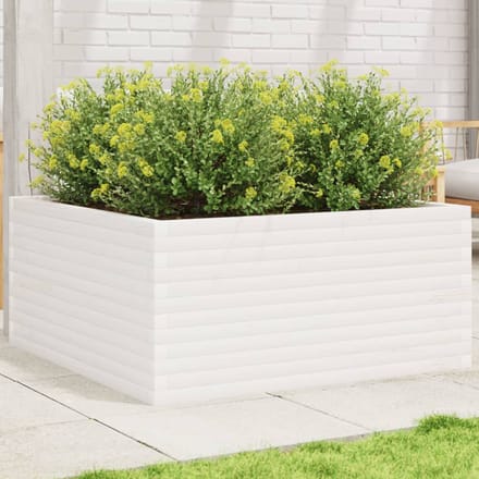 vidaXL - Plantenbak - 100x100x46 - cm - massief - grenenhout - wit