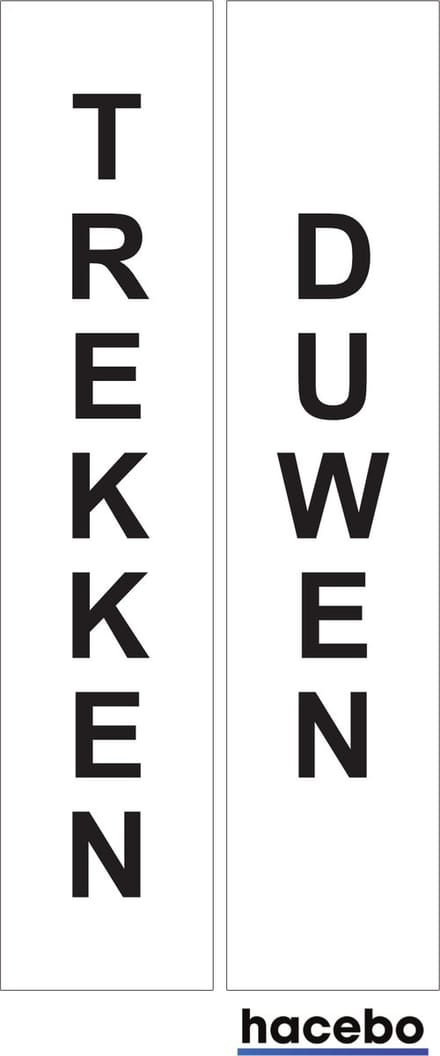 Deursticker Set Duwen Trekken Verticaal - 14x3 cm -Set van 2 stuks - Wit met Zwarte Tekst - Push en Pull - UV en Waterproof