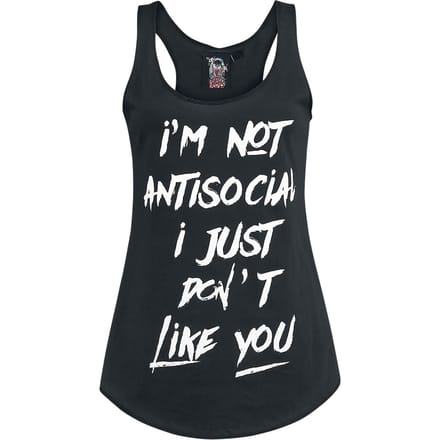Sprüche - Fun Top - Not Antisocial - L tot XL - voor Vrouwen - zwart
