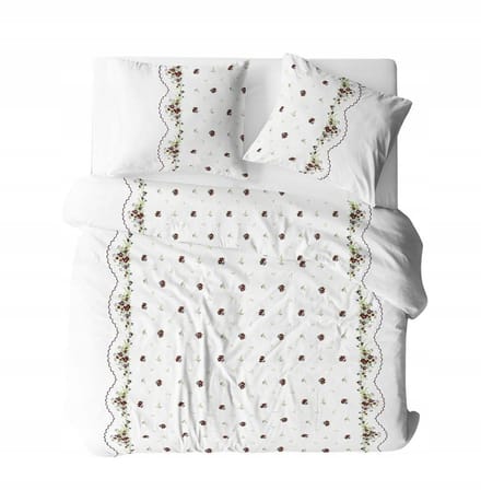 Kora Beddengoed 140x200 Rood Rand Knopen 100% Katoen