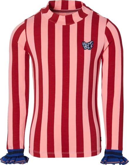 Quapi longsleeve Daylie donker rood en roze gestreept voor meisjes - maat 146/152