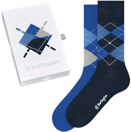 Burlington Basic Gift Box gedessineerd katoen multipack sokken heren blauw - maat 40-46