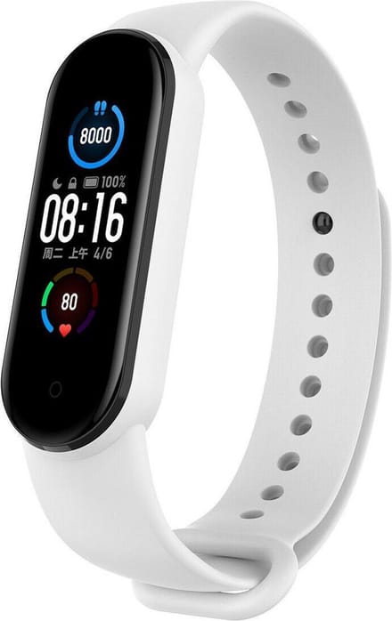 Strap-it Siliconen bandje - geschikt voor Xiaomi Mi Band 5 / Mi Band 6 - wit