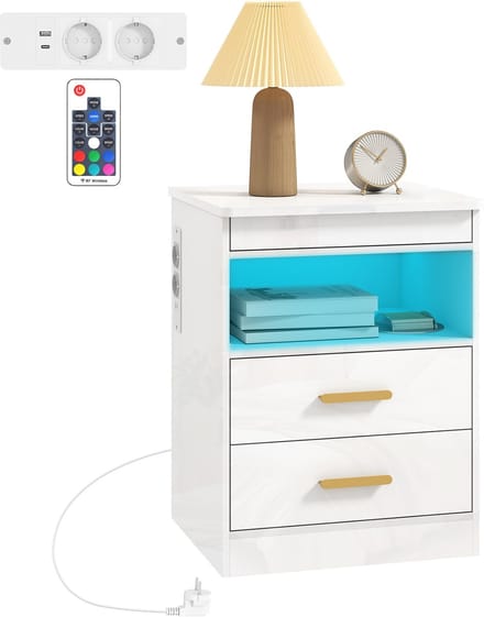 HOMCOM Nachtkastje-MDF-45L x 40B x 59H cm-Hoogglans