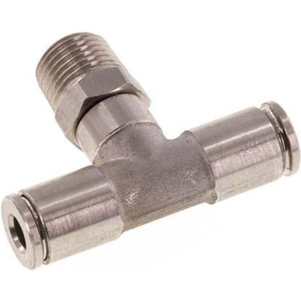 4mm x R1/8'' inline T-stuk RVS Insteekfitting Buitendraad Draaibaar FKM