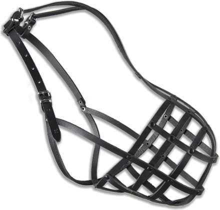 Zwarte muilkorf "21" voor kleine Mastiff - Leer dog muzzle