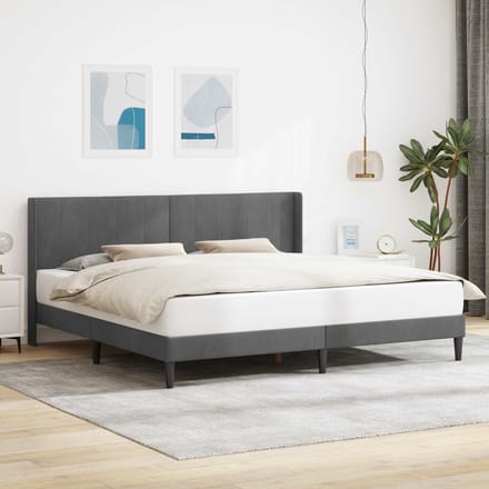 vidaXL - Bedframe - met - hoofdeinde - Donkergrijs - 200 - x - 200 - cm - Fluweel