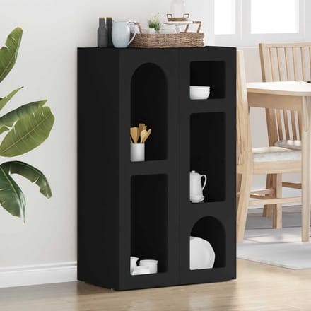 vidaXL - Dressoir - ELST - Zwart - 59 - x - 35 - x - 100,5 - cm - Bewerkt - hout