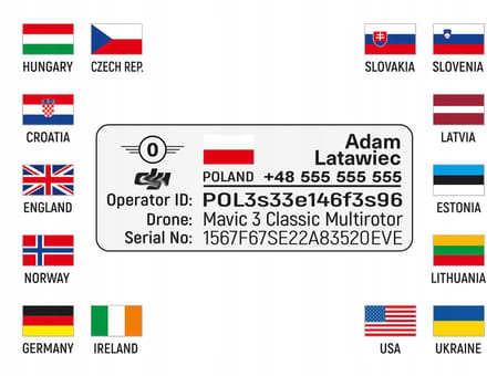 Aluminium Drone Naamplaatje 25x10mm - Personaliseerbaar