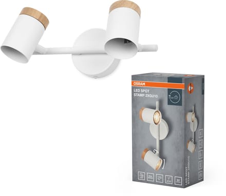 OSRAM LED Spot Stamp plafondlamp 2xGU10 Wit Hout, dubbele spot 230V, verstelbare spots voor hal & entree