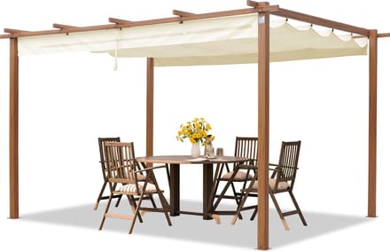 PRIMEYARD Pergola 3x4 m paviljoen met verstelbaar dak stalen frame houtoptiek