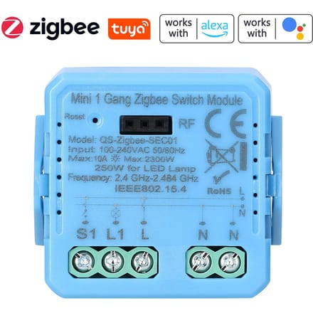 Tuya ZigBee Drukknop Normale schakelmodule Elektrisch apparaat voor thuisgebruik 1-voudige schakelaarbedieningsmodule QS-Zigbee-SEC01