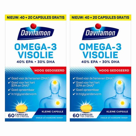 Davitamon - Omega-3 Visolie - 2 x 60 capsules - Voordeelverpakking