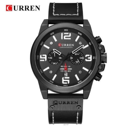 Curren Horloge Ø 47 - Met Datumaanduiding - Zwart - Kunstleer - Inclusief Horlogedoosje