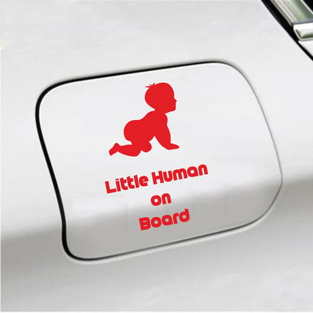 Bumpersticker - Little Human On Board - 10 X 15 - Rood