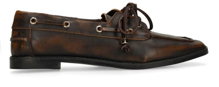 Sacha - Dames - Bruine leren bootschoenen - Maat 37