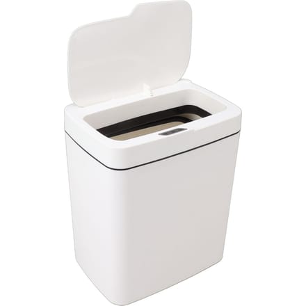 Automatische Prullenbak 18L PP Bewegingssensor Batterijtype Slimme Afvalbak met Deksel voor Badkamer white