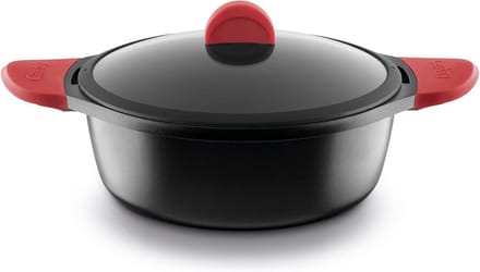 Hoge braadpan 28 cm met glasplaat voor inductiekoken