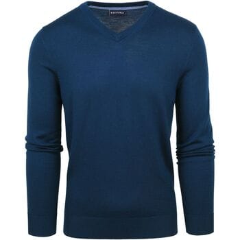 Suitable Merino Pullover V-Hals Indigo Blauw - Maat XXL - Heren