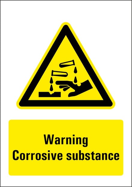 Warning corrosive substance sticker 210 x 297 mm