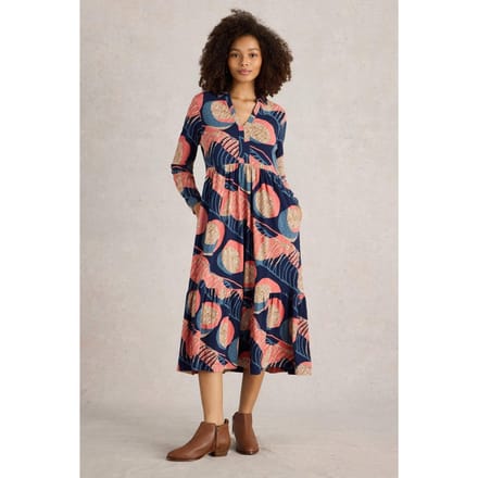 White Stuff Aimee Jersey Dress Navy Multi Größe: 20 | Blusenkleider Outlet | Damen | Blau