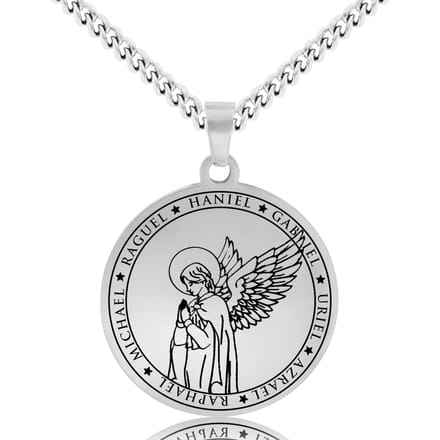 Beschermengel Haniël Ketting Zilverkleurig - Aartsengel Talisman / Medalion - Engelen Hanger - 60cm