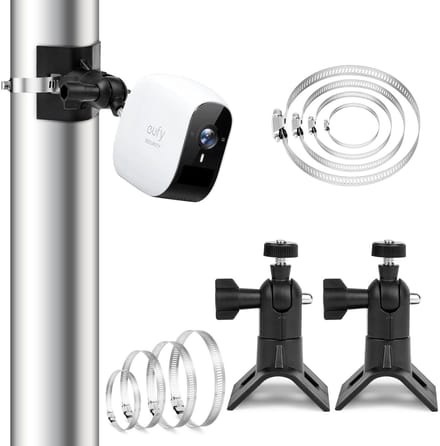 Universele Post Mount voor Eufycam 2C/2C Pro, Eufycam 2/2Pro, Eufycam E, Solocam E20/E40/L20 - Verstelbare Beugel voor Ringcamera's, Bevestigingsset (2 Stuks - Zwart)