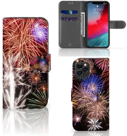 Apple iPhone 11 Pro Wallet Case met Pasjes Vuurwerk