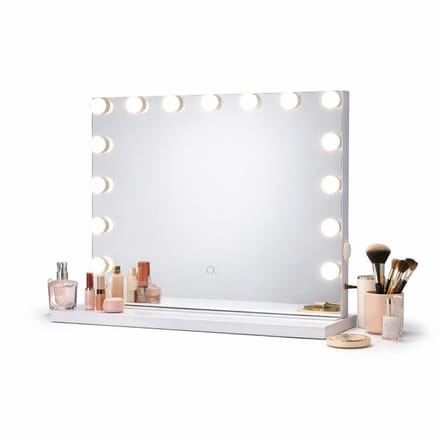 ⁠Jeemsie – Hollywood Spiegel met Verlichting – 3 Lichtstanden, Dimbaar, Touch – Tafel & Wandmontage – 58×48 cm – Wit