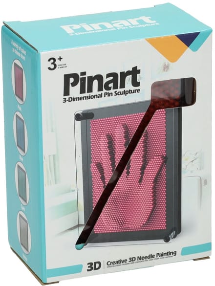 Jonotoys pin art speelgoed roze 3D vormenmaker 10x13cm creatief.