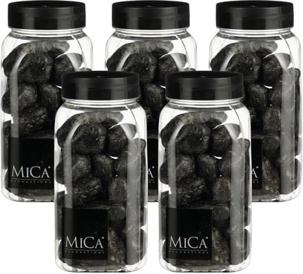 Mica Decorations decoratie stenen - 5x - groot - 650ml - antraciet mix - hobby steentjes - sier stenen