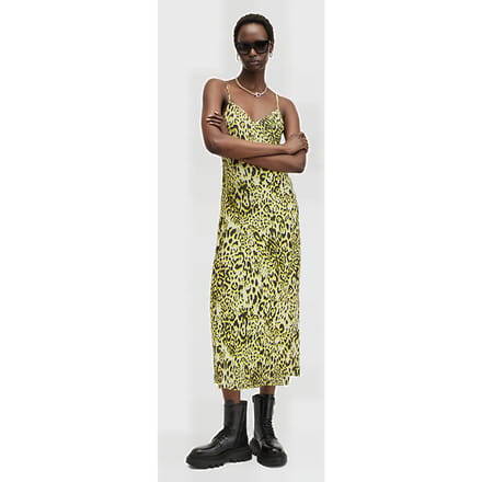 AllSaints Bryony Dress Teresa Lime Green Größe: 2 | Midikleider Outlet | Damen | Grün
