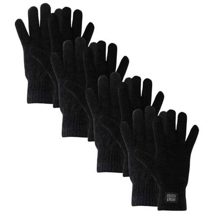 Gebreide thermo handschoenen dames - Chenille - One Size - 4-Paar - Voordeel - Zwart / One Size