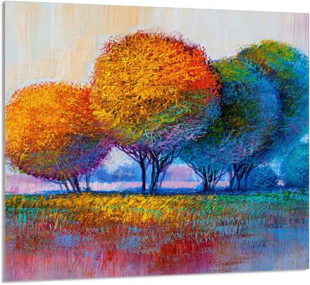 TMK ArtDeko - Glazen Keukenpaneel - Drzewa - 65x60 cm - Sneeuwgoud