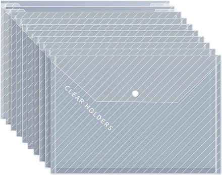 Schrijfmap - Documentenmap a4 - Sorteermap - A4 Transparante Documentenmappen 10 Stuks - Drukknoop Documententassen - Waterdichte Plastic Documentenhoezen - Herbruikbare Opbergmappen - Voor Kantoor School Thuis