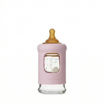 Wide Neck Baby Glass Bottle with Sleeve 150ml/5oz Single-Pack (Powder Pink)