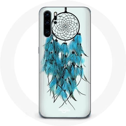 Coque pour Huawei P30 Attrape Rêve Bleu Fond Blanc