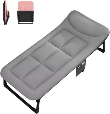 Opklapbed - Logeerbed Campingbed - Extra Slaapplaats - Verstelbare Rugleuning - 135x60x30 cm - Grijs