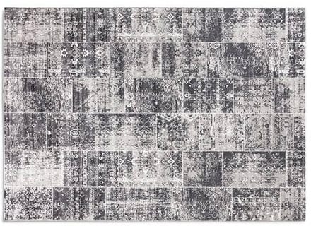 Lifa Living - Vloerkleed - Grijs Tinten - Synthetisch Wol - Vintage - Patchwork - 80 x 150 cm