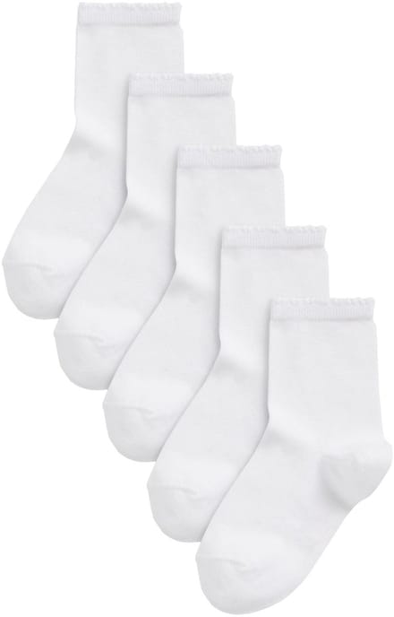 Next - Meisjes - Set van 5 paar katoenrijke school enkelsokken - Wit