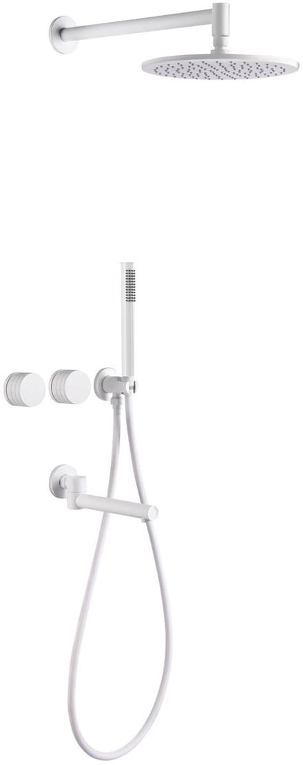 Hudor SC74 Douchepaneel Wit Messing - Regendouche met Handdouche - Doucheset Argolide Collectie - Thermostaatkraan - UPC Gecertificeerd