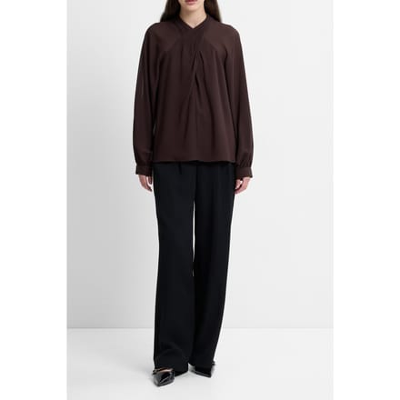 French Connection Eden Ggt Ls Wrap Blouse Bitter Chocolate Taglia: M | Maglie a manica lunga Outlet | Donna | Marrone