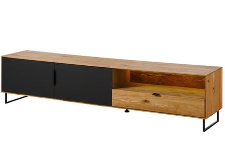 MASSIVMOEBEL24.DE wilde eik lage kast blank massief hout 220x43x51 cm geolied volledig massief deels gemonteerd LINDAU #126
