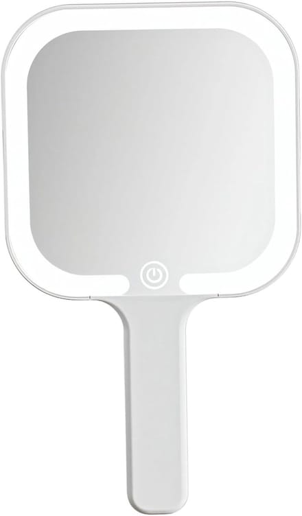 Led-handspiegel - Make-up spiegel - Schoonheidsroutine - Driekleurig licht - 25x15 cm - Wit