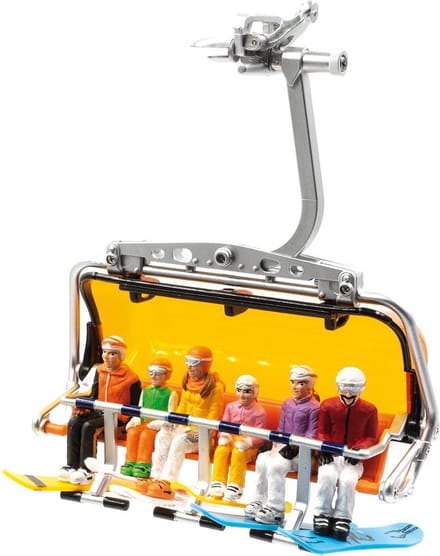Jaegerndorfer - 54500 Figuren Zittend met Snowboards - 6 stuks Kabelbaan accessoires - 1:32 - Kerstdorp
