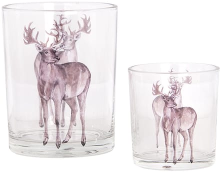 Clayre & Eef Theelichthouder Set van 2 Ø 7x8 / 10x13 cm Transparant Glas Hert